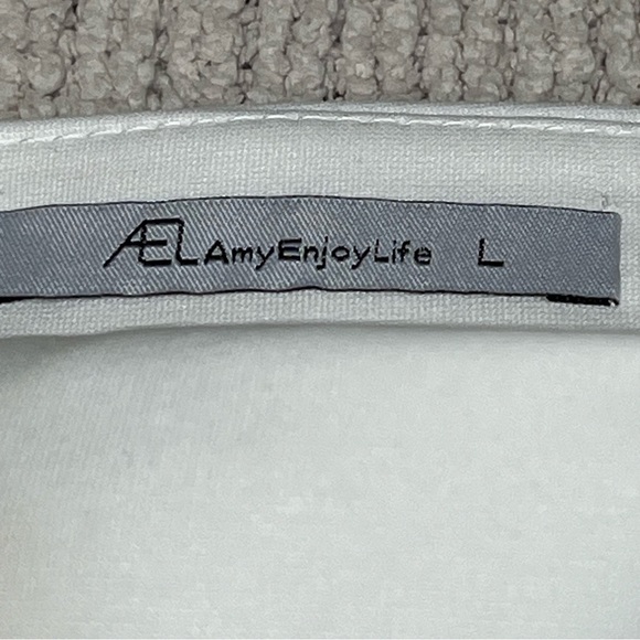 AEL Amy Enjoy Life White Square Neck Short Puff Sleeves Elegant Dress Size L - Picture 15 of 16